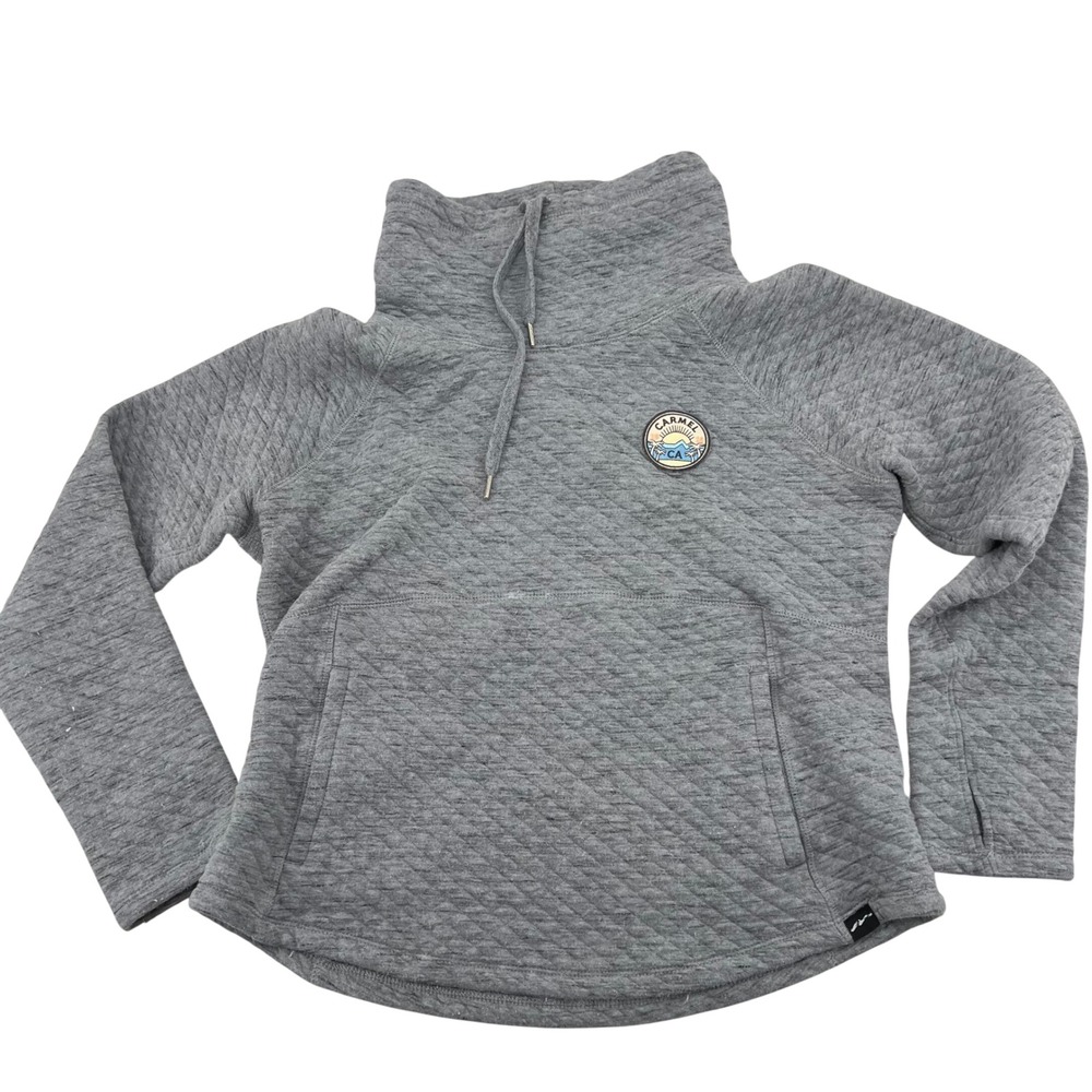 Techstyles Gray Quilted Mock Neck Pullover Sweatshirt Carmel CA Patch Women's M